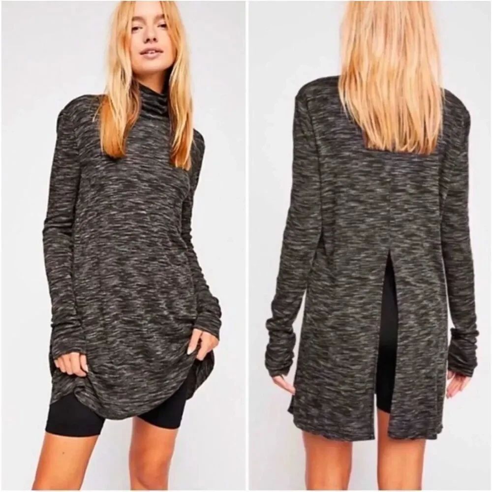 Free People Stonecold Long Sleeve Turtleneck Tunic back slit size S